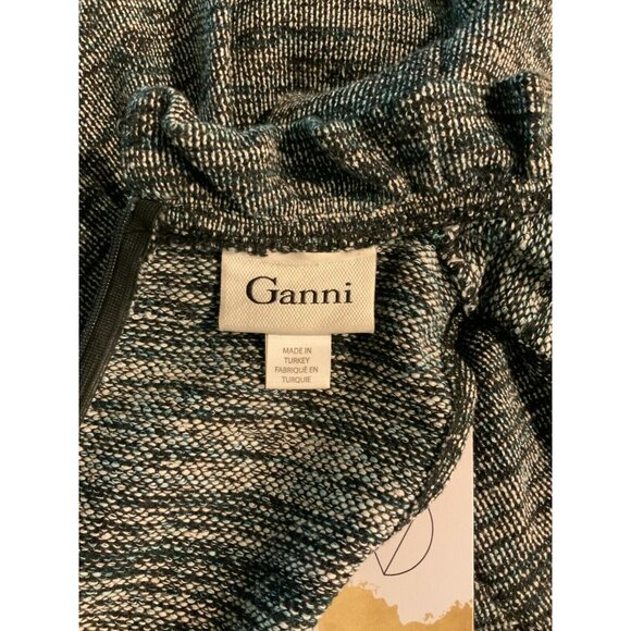 Ganni Speckled Gray Fit & Flare Dress w/ Ruffle Collar, Size Small - Picture 8 of 8